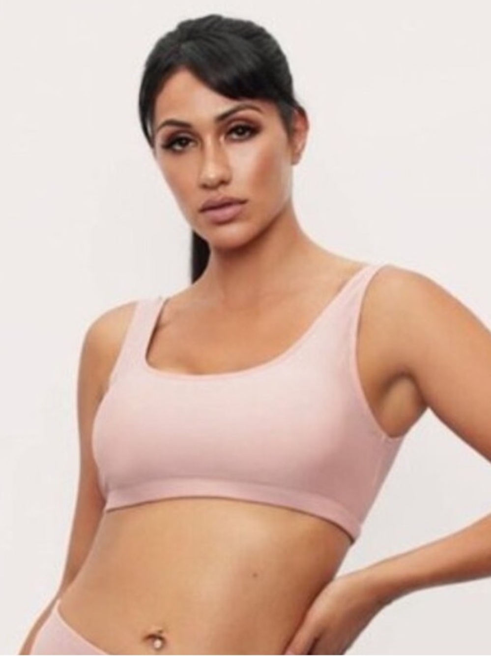 Frederick’s of Hollywood Vedra Bikini Top Ballerina Blush Pink Tank Shoulder XL